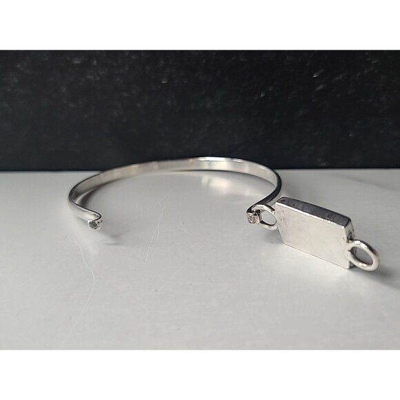 Sterling Silver 925 Faux Onyx Hook Bracelet Vintage - Picture 7 of 10